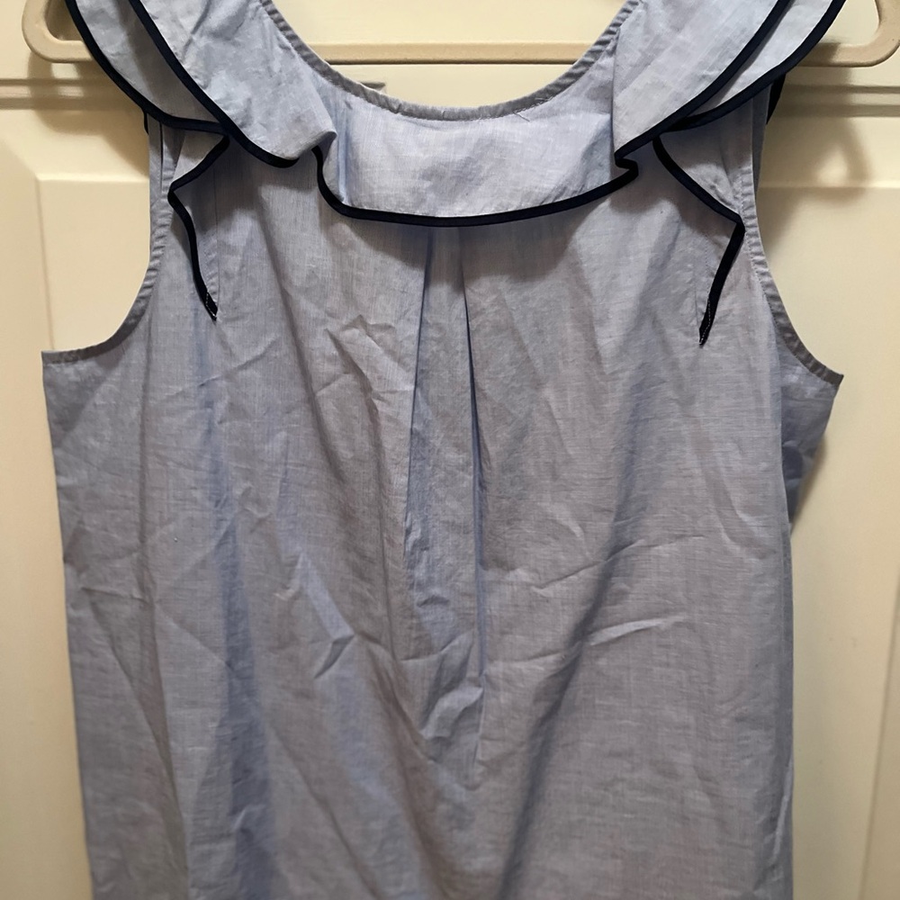 NWT J. Crew Light Blue Ruffle Trim Top Size 10